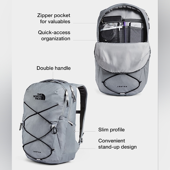 NWT! The North Face The Jester Backpack, Gravel/Cream, Women's Fit, 27L - Picture 15 of 15